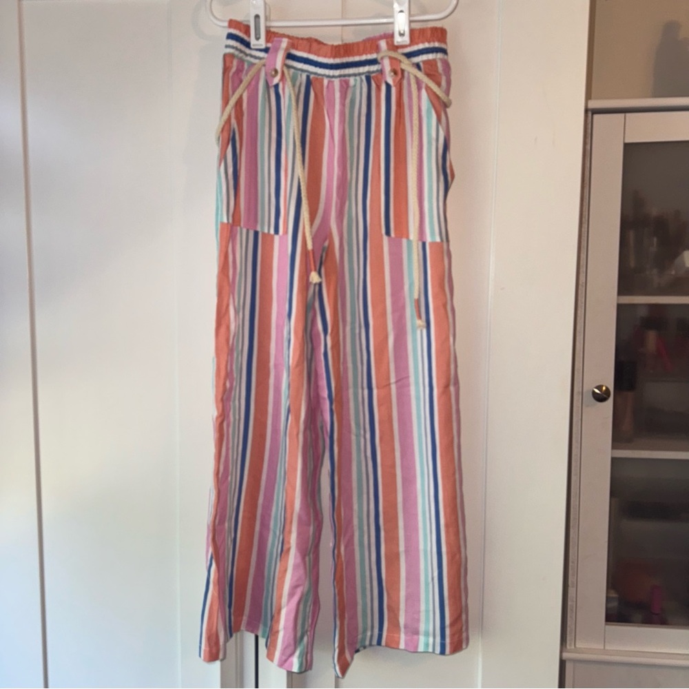 George Multicolor Striped Kids Wide-Leg Pants and Tank Set